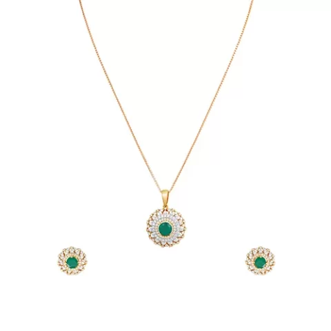 Sparkle Green Diamond Pendant Set
