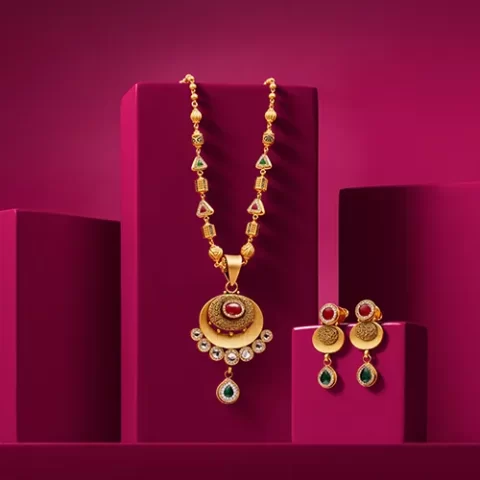 Heritage Touch Antique Gold Pendant Set