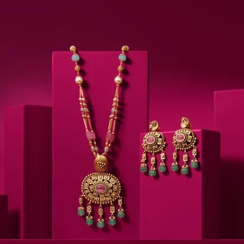 Antique Long Gold Pendant Set