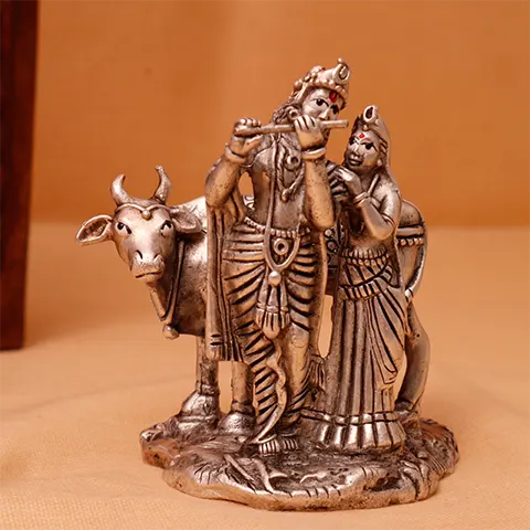 Silver Radha Krishna Idol