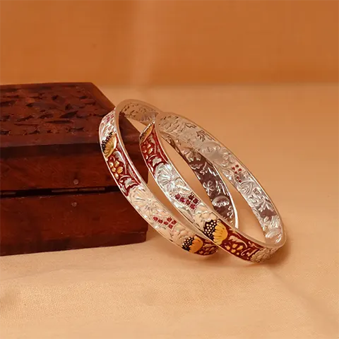 Silver Engraved Bangles