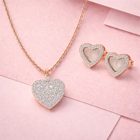 Classic Heart Spark Pendant Set