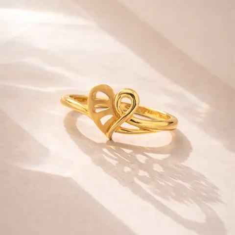 Elegant Heart Knot gold Ring