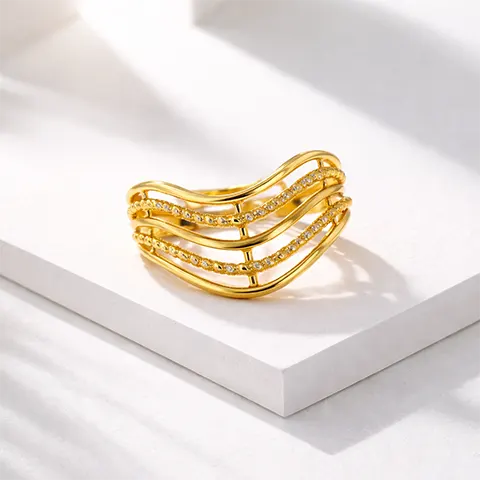 Golden Wave Luxury gold Ring
