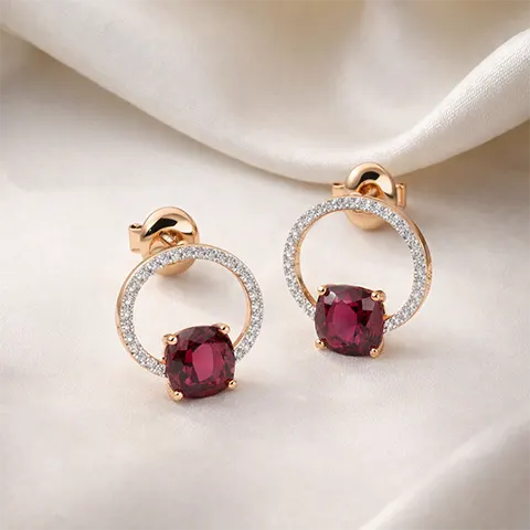 Ruby Halo Diamond Earrings