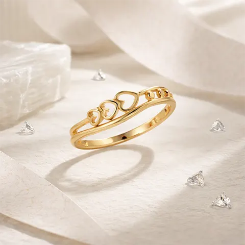 Twin Heart Charm gold Ring