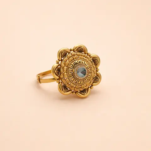 Swaraj Floral Medallion Gold Ring