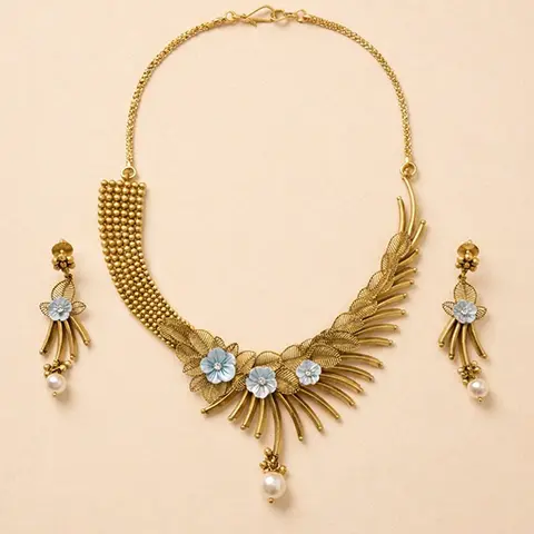Floral Cascade Gold Jewellery Set