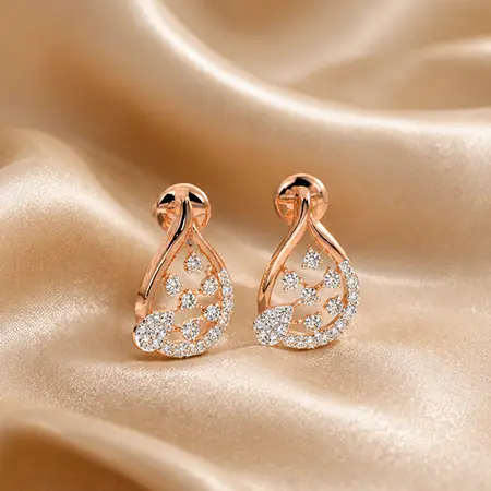Celestial Dewdrop Rose Gold Diamond Earrings