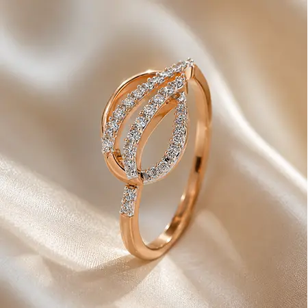 Rose Gold Interlocking Leaf Ring