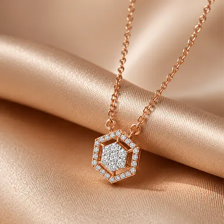 Rose Gold Geometric Hexagon Pendant