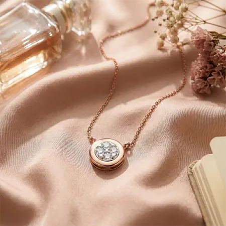 The Rose Gold Floral Coin Pendant