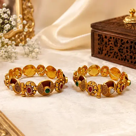 Antique Gemstone & Kundan Bangles