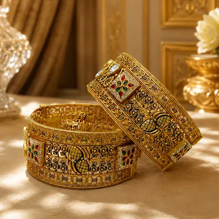 Heritage Antique Gold Statement Bangles