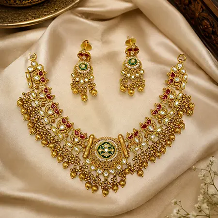 Kundan & Meenakari Bridal Antique Choker Set