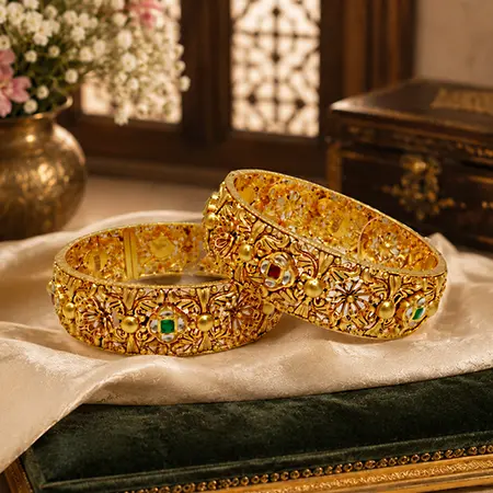 Antique Kundan Broad Bridal Kadas
