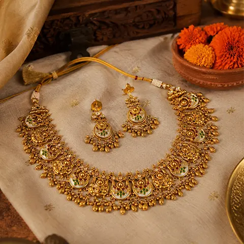 Antique Temple Gold Necklace Set