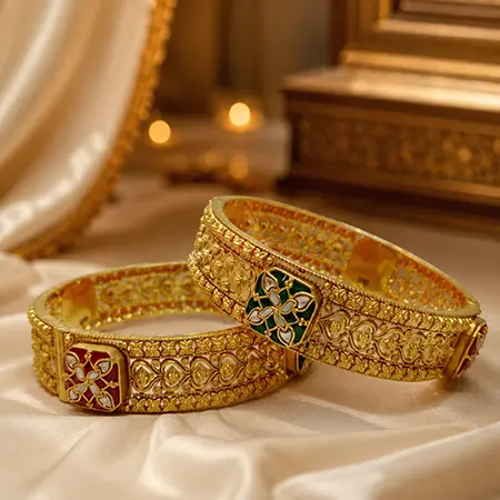 Heritage Meenakari Statement Gold Bangles
