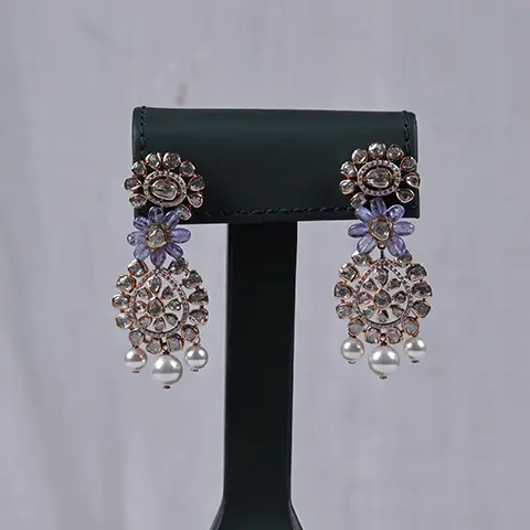 Polki Diamond Drop Earrings