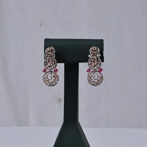 Polki Triple Circle Earrings