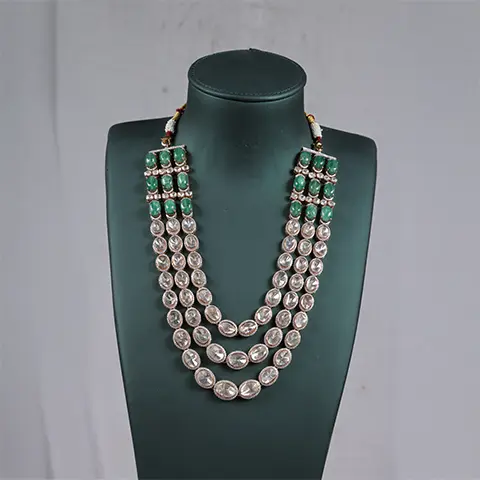 Polki Diamond & Emerald Three-Layer Necklace