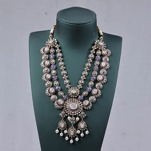 Polki Pink Lavender Layered Necklace