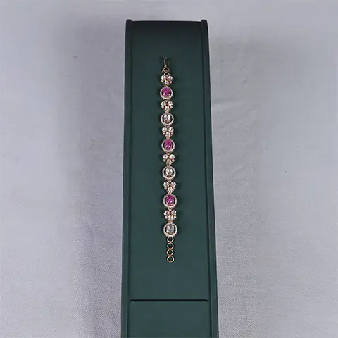 Antique Gold Ruby & Polki Diamond Bracelet – Traditional Handcrafted Jewellery