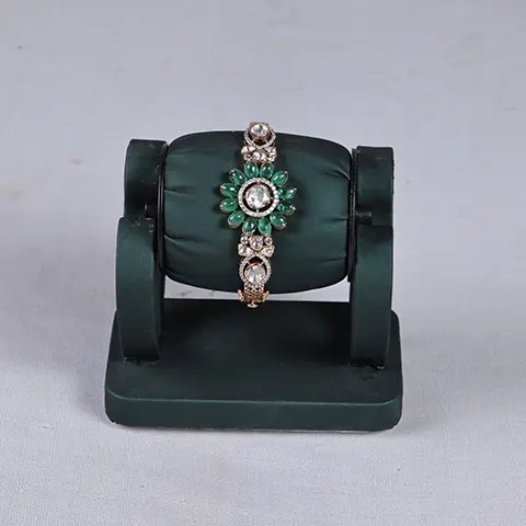 Antique Gold Emerald & Polki Diamond Bracelet
