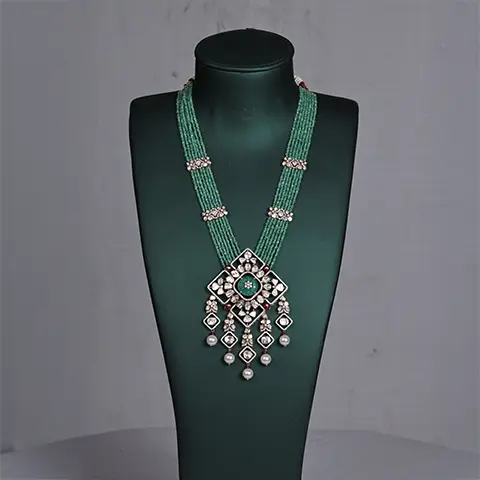 Polki Green Bead Necklace