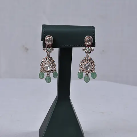 Polki Diamond Teardrop Earrings