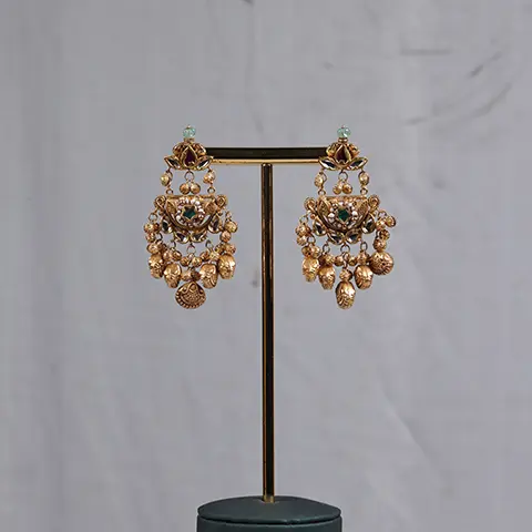 Gold Temple Chandbali Earrings