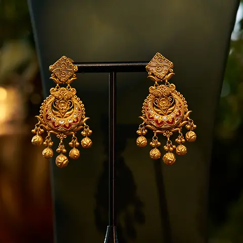 Antique Gold Chandbali Earrings